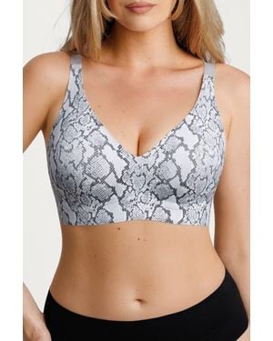 Popilush Seamless Wireless Jelly Leopard Contour Minimizer Support Bra - Blue