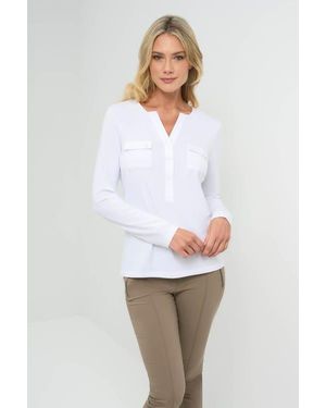 Anatomie Calista Roll Up Henley Top - White