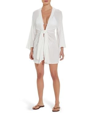 ViX Perola Knot Front Cover-Up Minidress - White