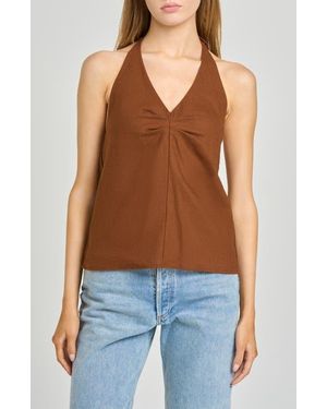 Wayf Kaia Linen Blend Halter Top - Blue