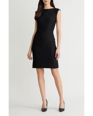 Kasper Spring Texture Sleeveless Sheath Dress - Black
