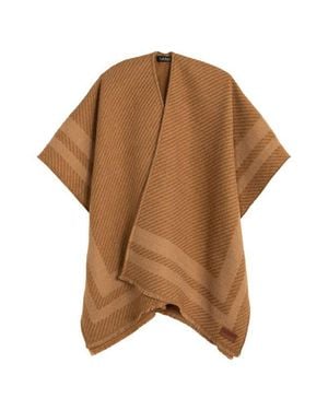 Ralph Lauren Woven Twill Border Ruana - Brown