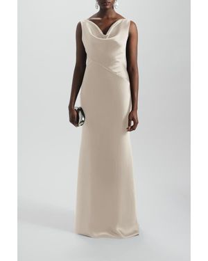 Amsale Bias Cut Cowl Neck Dress - Natural