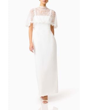 Elliatt Kelly Lace Cape Gown - White