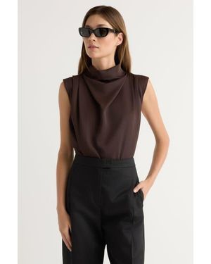 MODERN CITIZEN Allegra Gathered-Neck Sleeveless Blouse - Black
