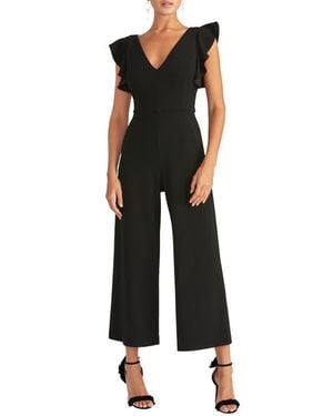 Rachel Roy Kate Ruffle Sleeve V-Neck Jumpsuit - Black