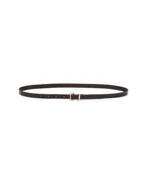 FRAME Petite Square Buckle Skinny Leather Belt - Brown
