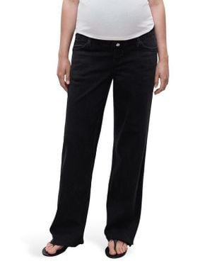 Mango Over The Bump Raw Hem Wide Leg Maternity Jeans - Black