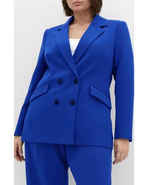City Chic Alexis Oversize Double Breasted Blazer - Blue