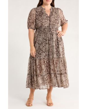 Gibsonlook Kira Print Drawstring Maxi Dress - Brown