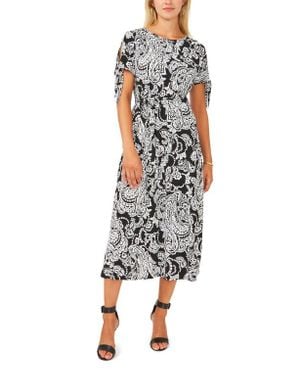 Chaus Print Tie Waist Split Sleeve Midi Dress - Multicolor