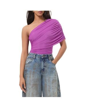 AFRM Campbell Ruched One Shoulder Knit Top - Purple