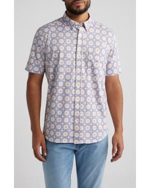 Johnston & Murphy Xc Flex Ascend Short Sleeve Button-Up Shirt - Multicolor