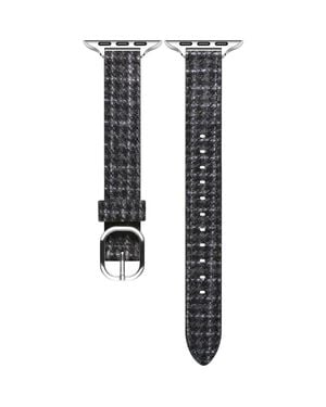 The Posh Tech Carmen Tartan Fabric & Leather Apple Watch Watchband - Black