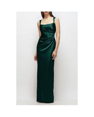 After Six Square Neck Satin Charmeuse Column Gown - Green