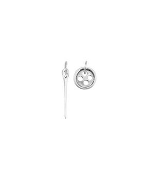 Uno De 50 Button & Needle Earrings - Metallic