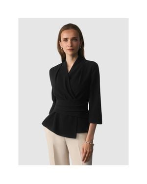 The Fold Belleville Draped Wrap Blouse - Black