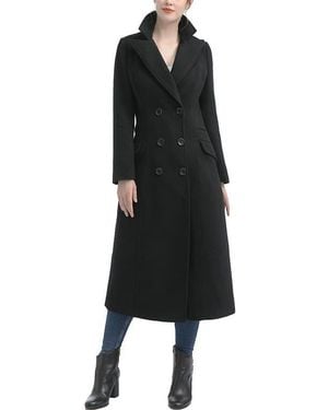 Kimi + Kai Ovie Double Breasted Wool Blend Long Coat - Black