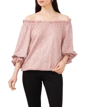 Chaus Metallic Off The Shoulder Blouse - Pink