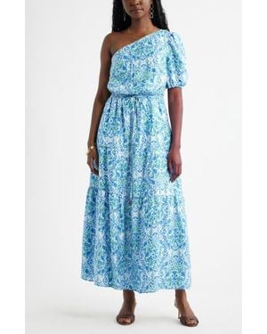 Chelsea28 One Shoulder Floral Print Maxi Dress - Blue