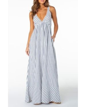 Roxy Wilder Coast Stripe Maxi Sundress - Blue