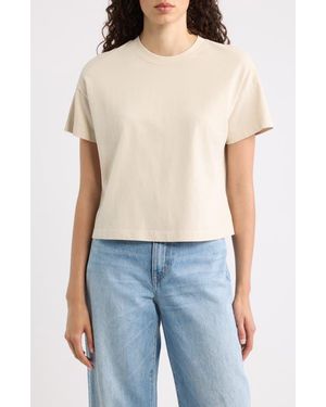 Marine Layer Luxe Cotton Blend Jersery Crewneck T-Shirt - Natural