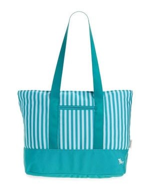 Dock and Bay Stripe Canvas Beach Bag - Blue