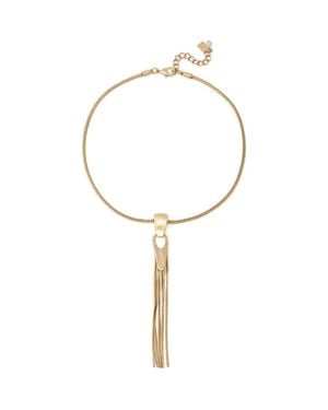 Robert Lee Morris Fringe Pendant Necklace - Brown
