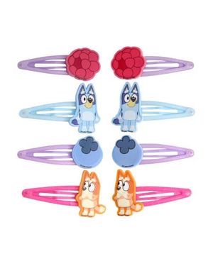 Bluey Hair Clips 8-Piece Set Official License, Snap Back Hair Clip, Accessories - Pink