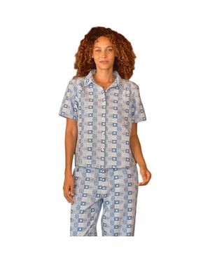 Ace & Jig Winnie Button-Up Foldover Collar Blouse - Blue