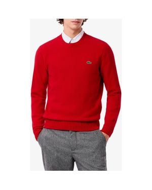 Lacoste Classic Fit Cashmere Crewneck Sweater - Red