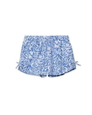 Lands' End Girls Knit Side Bow Shorts - Blue