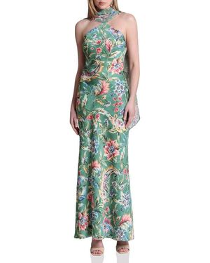 Avec Les Filles Print Scarf Sleeveless Maxi Dress - Green