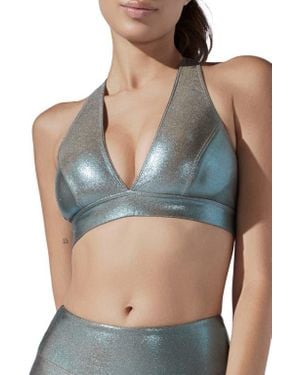 Heroine Sport Radiance Metallic Racerback Sports Bra - Blue