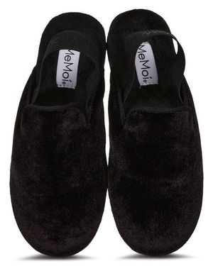 Memoi Kid's Velvet Sling Back Slippers - Black