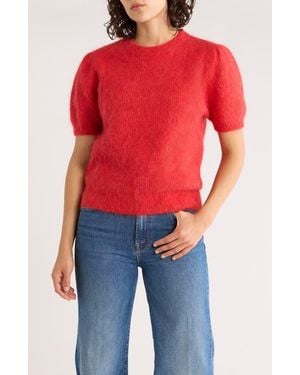 Marine Layer Puff Short Sleeve Suri Alpaca Blend Sweater - Red