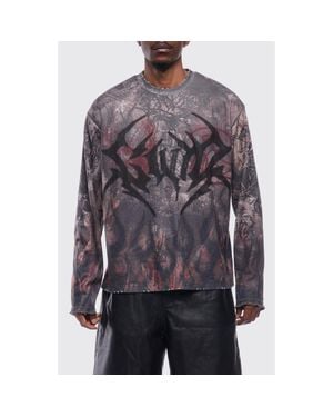 Rolling Loud Gothic Flame Long Sleeve Thermal T-Shirt - Brown