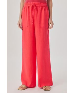 Splendid Stella Paperbag Linen Wide Leg Pants - Red