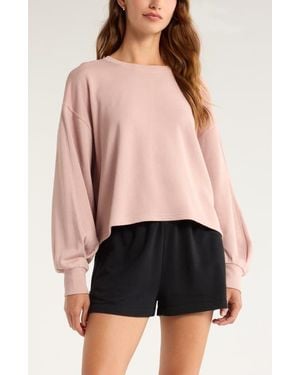 Zella Go Easy French Terry Crewneck Sweatshirt - Pink