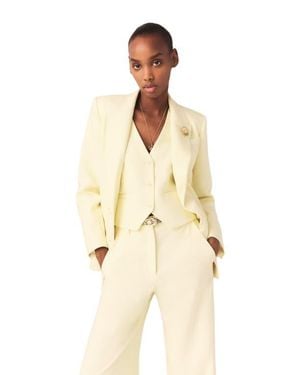 Maje Double-Breasted Suit Jacket - Natural