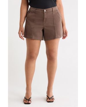 Kut From The Kloth Jane High Waist Denim Utility Shorts - Brown