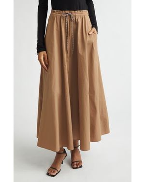 STAUD Eden Recycled Nylon Maxi Skirt - Brown
