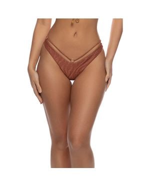 Luli Fama Muse Glow Strappy Loop Brazilian Scrunch Bottom - Brown