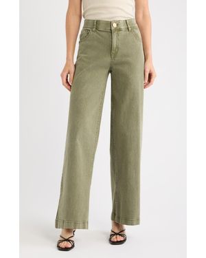 Wit & Wisdom Sam High Waist Wide Leg Jeans - Green