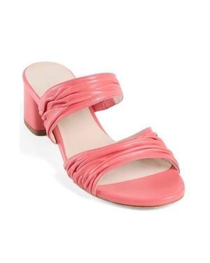 Elizee Sophia Sandal Leather Block Mid-Heel Mules - Pink