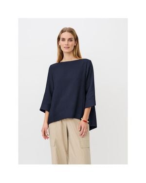 Masai Dovinia 3/4 Sleeve Round Neck Blouse - Blue
