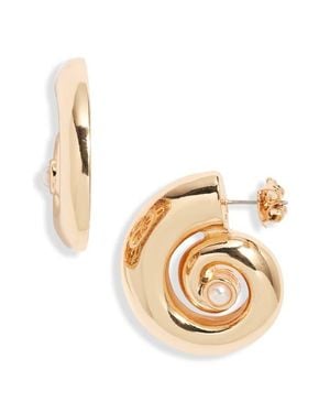 Open Edit Pearl Accent Shell Earring - Metallic