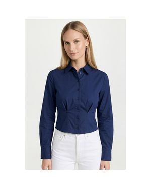 Exquise Felicia Long Sleeve Crop Shirt - Blue