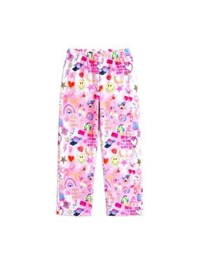 PREPPY GOOSE Plush Happy Collage Loungewear Pant - Pink
