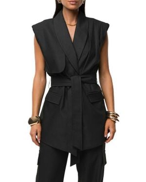 JLUXLABEL Jeanie Belted Vest - Black